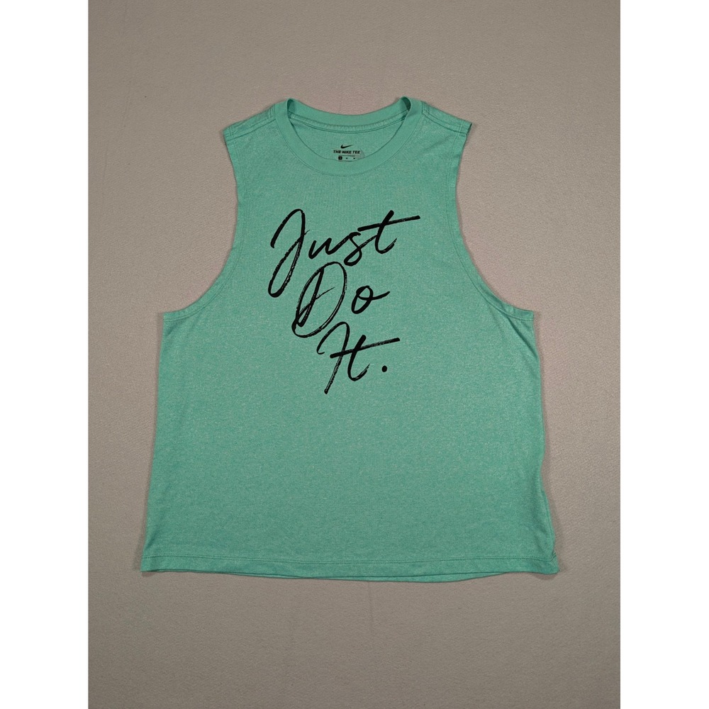 Nike Dri-FIT Just Do It Muscle Tank Top Green Heathered Mens Medium